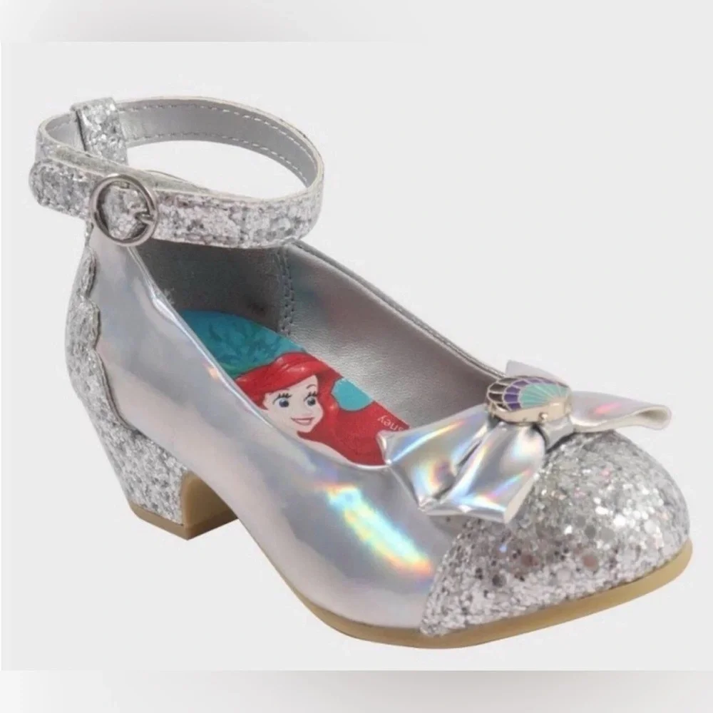 Disney Little Mermaid sz 12 Toddler Princess Ballet heeled Shoes silver girl